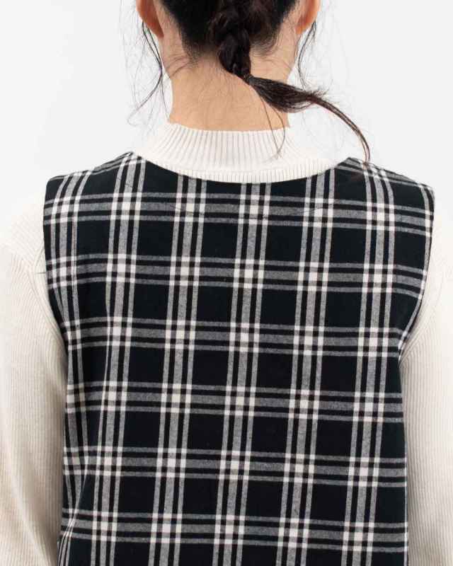 sloe 2WAY先染めチェックWボタンベスト｜ナチュラルファッション