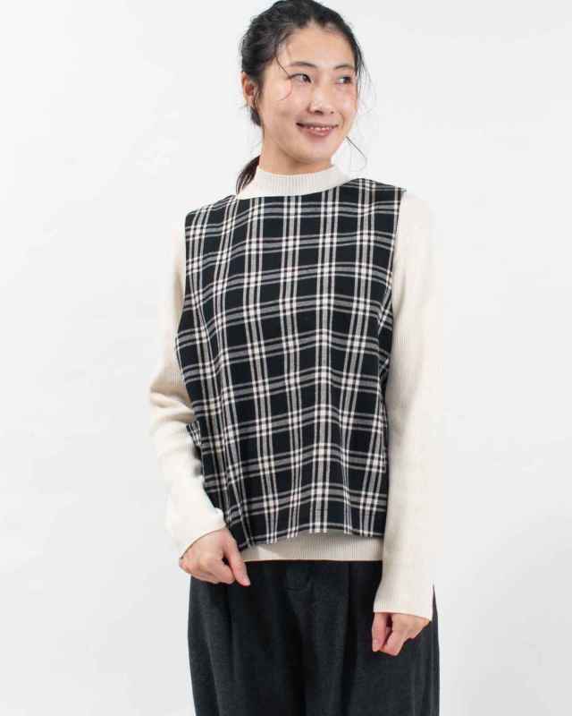 4409512 sloe 2WAY先染めチェックWボタンベスト
