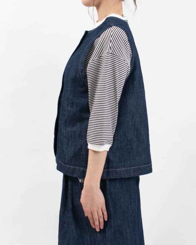 4411039  sloe リネンデニムWボタン前後2WAYベスト