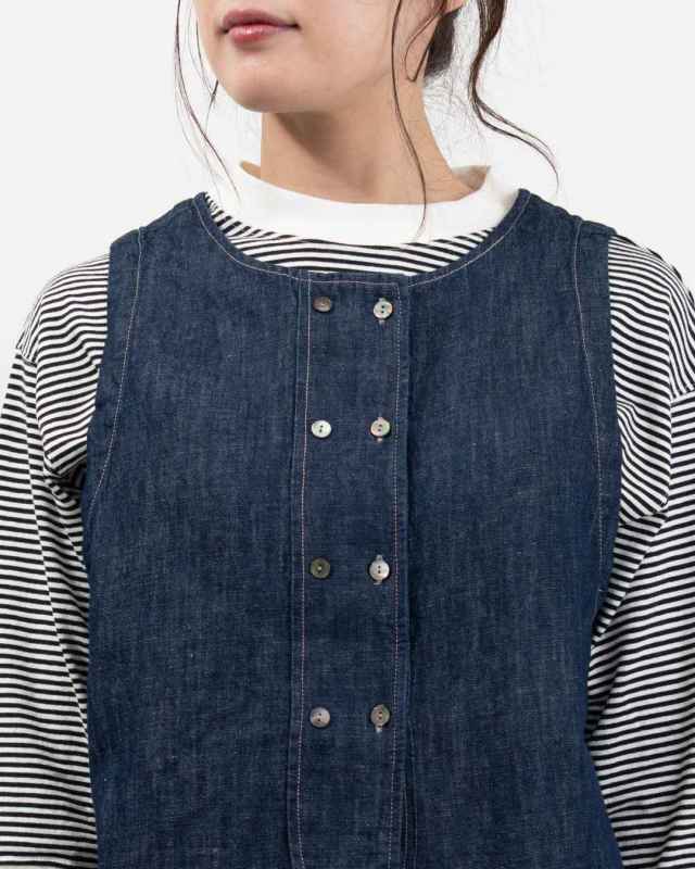 4411039  sloe リネンデニムWボタン前後2WAYベスト