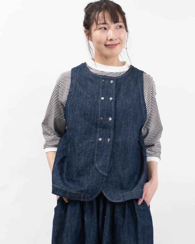 4411039  sloe リネンデニムWボタン前後2WAYベスト