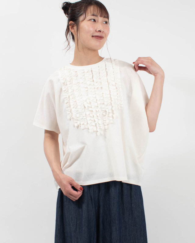 4601-7230 ista-ire リネンブレンドスムース フリルコクーンTEE