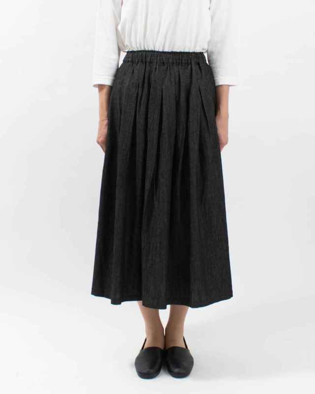 4605508 sloe 5.5oz綿麻デニムタックスカート