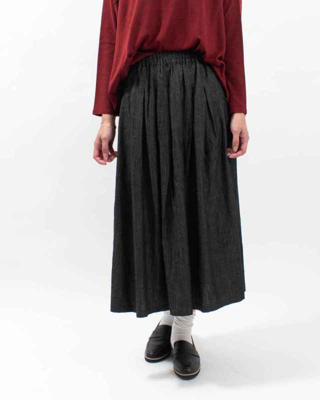 4605508 sloe 5.5oz綿麻デニムタックスカート