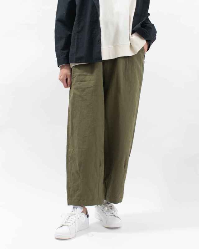 ナチュラル ガウチョパンツ ゆったり リネン✖️ ラミーパッチワーク