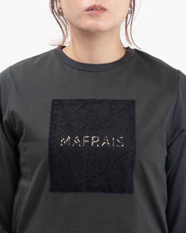 5142502  MAFRAIS シルケット天竺 接触冷感レースパッチロゴTシャツ