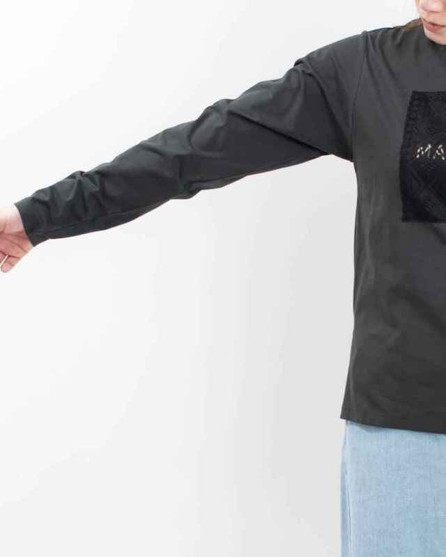 5142502  MAFRAIS シルケット天竺 接触冷感レースパッチロゴTシャツ