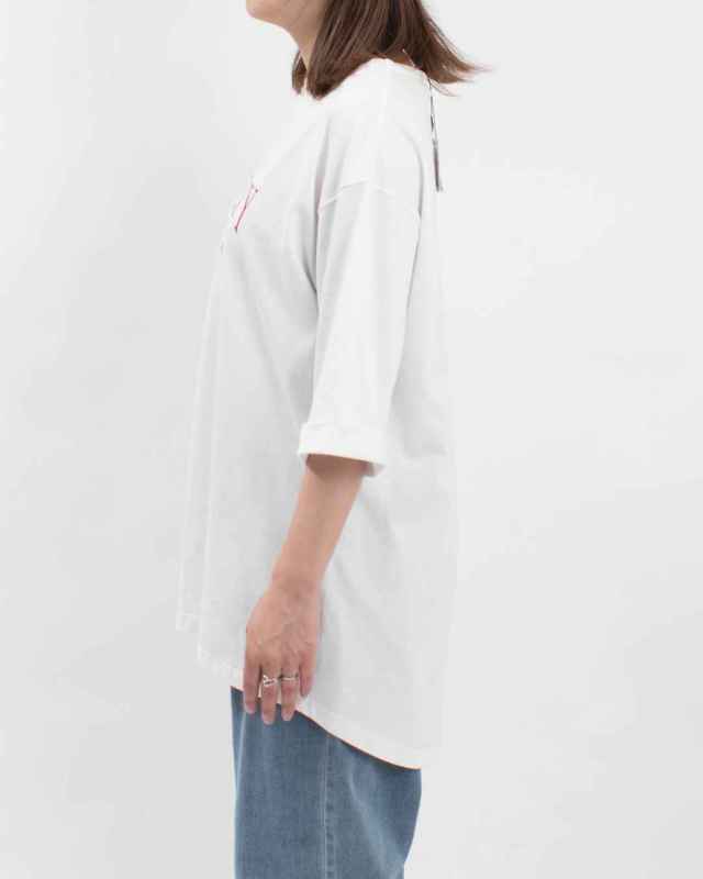 5642544  le colis コットン ロゴプリント 刺繍 バックスリット チュニック Tシャツ