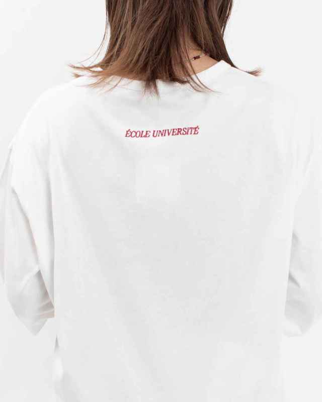 5642544  le colis コットン ロゴプリント 刺繍 バックスリット チュニック Tシャツ