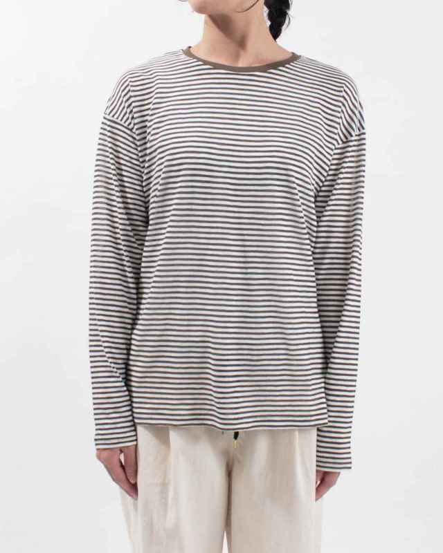 5646534 nuance of F シアーボーダー 長袖 Tシャツ ロンT 