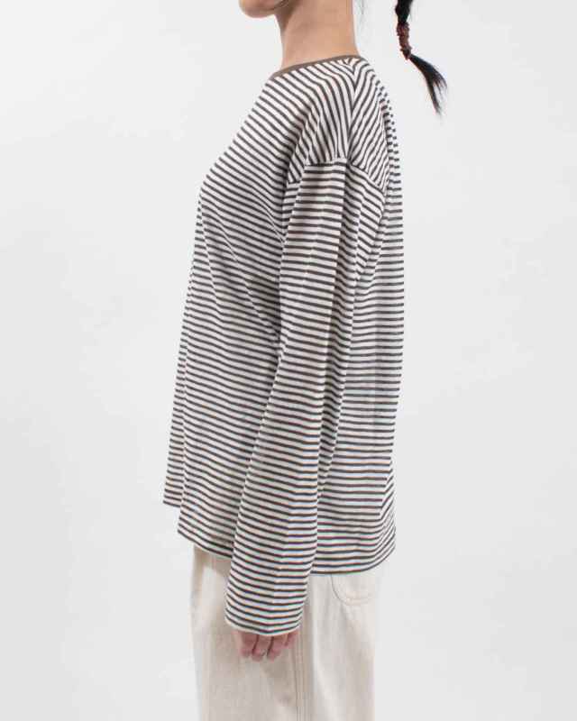 5646534 nuance of F シアーボーダー 長袖 Tシャツ ロンT 