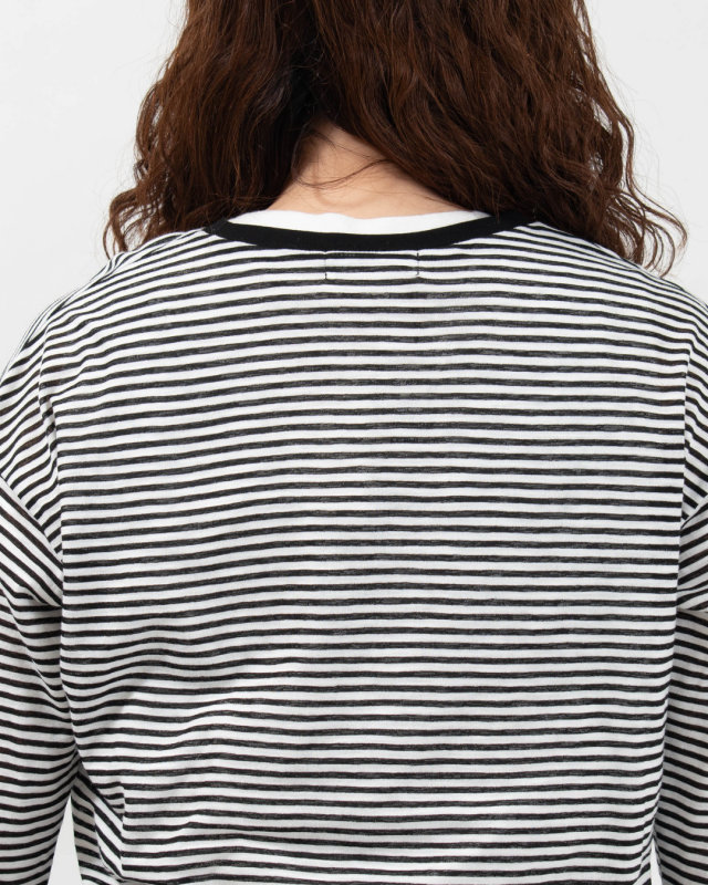 5646534 nuance of F シアーボーダー 長袖 Tシャツ ロンT 