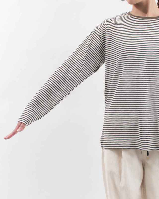 5646534 nuance of F シアーボーダー 長袖 Tシャツ ロンT 