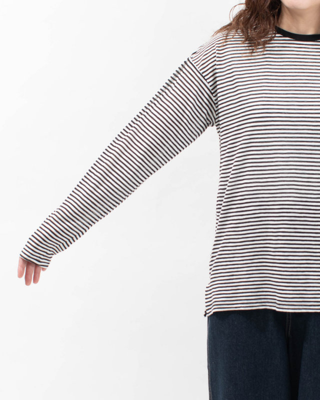 5646534 nuance of F シアーボーダー 長袖 Tシャツ ロンT 