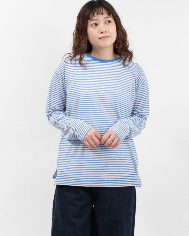 nuance of F シアーボーダー 長袖 Tシャツ ロンT｜ナチュラル