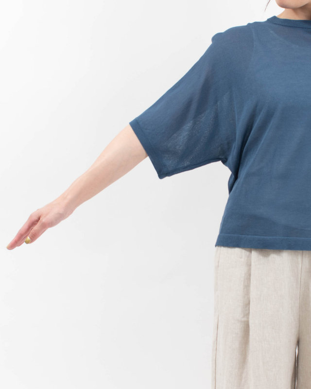 621116 mao made ヘルシーヤーン ハーフスリーブニットTEE