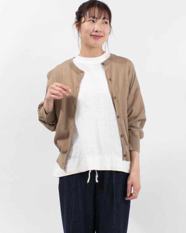 621119 mao made クルーネック ゆったりお袖のカーディガン