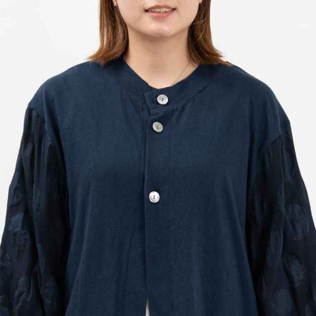 654061 NARU ムラ糸×塩縮ドット クルーネックカーデ