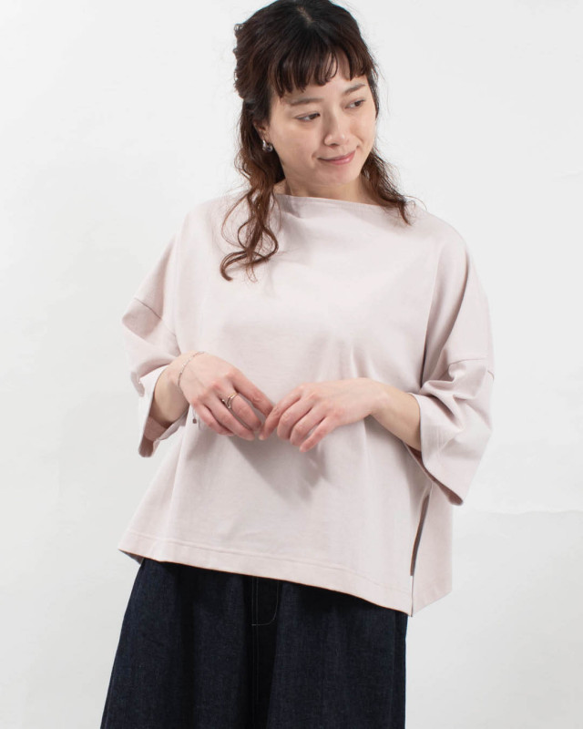 654202BF NARU デラヴェジャージーボートネックワイドプルオーバー