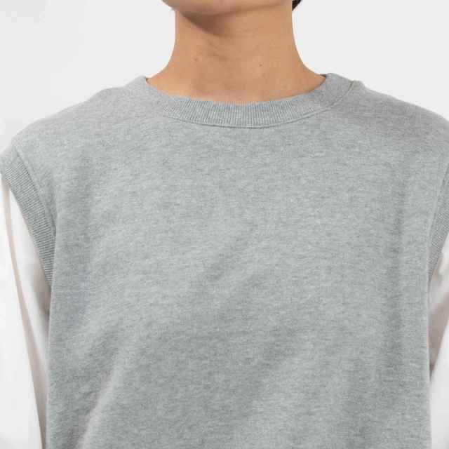 NARU 30/10裏毛×近江晒50sブロード ギャザースリーブプルオーバー