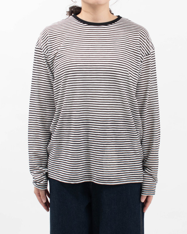 6645004 nuance of F シアーボーダー 長袖Tシャツ