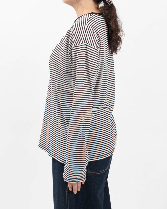 6645004 nuance of F シアーボーダー 長袖Tシャツ