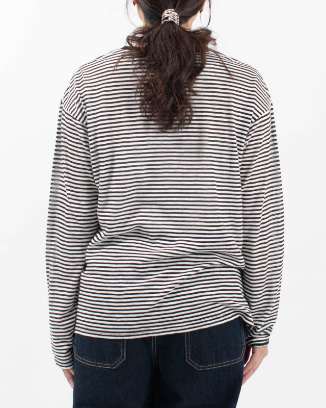 6645004 nuance of F シアーボーダー 長袖Tシャツ
