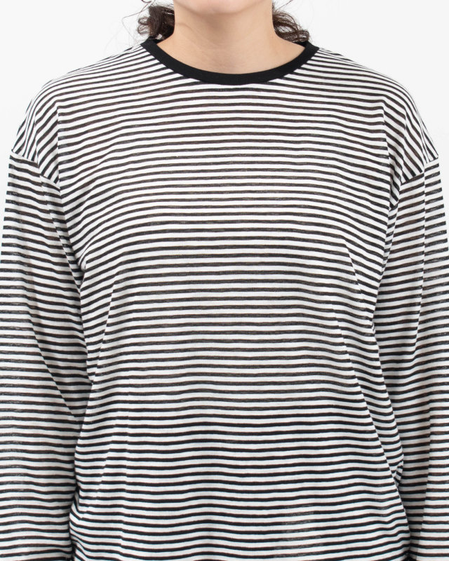 6645004 nuance of F シアーボーダー 長袖Tシャツ