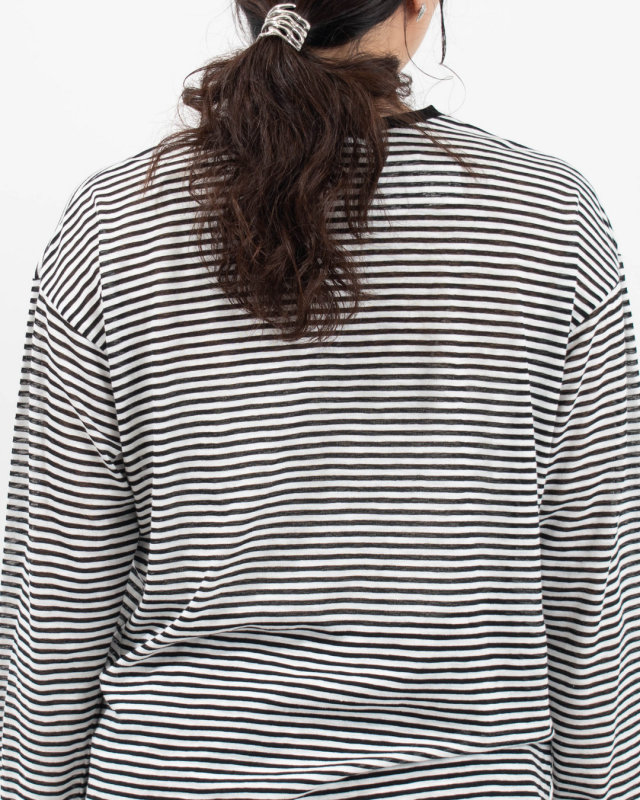 6645004 nuance of F シアーボーダー 長袖Tシャツ