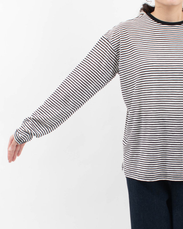 6645004 nuance of F シアーボーダー 長袖Tシャツ