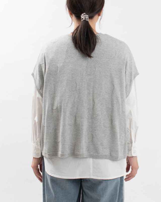 758-271 Bliss bunch 綿ニットドットジャガードドロップショルダーベスト