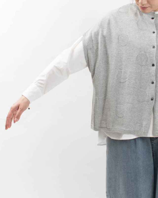 758-271 Bliss bunch 綿ニットドットジャガードドロップショルダーベスト