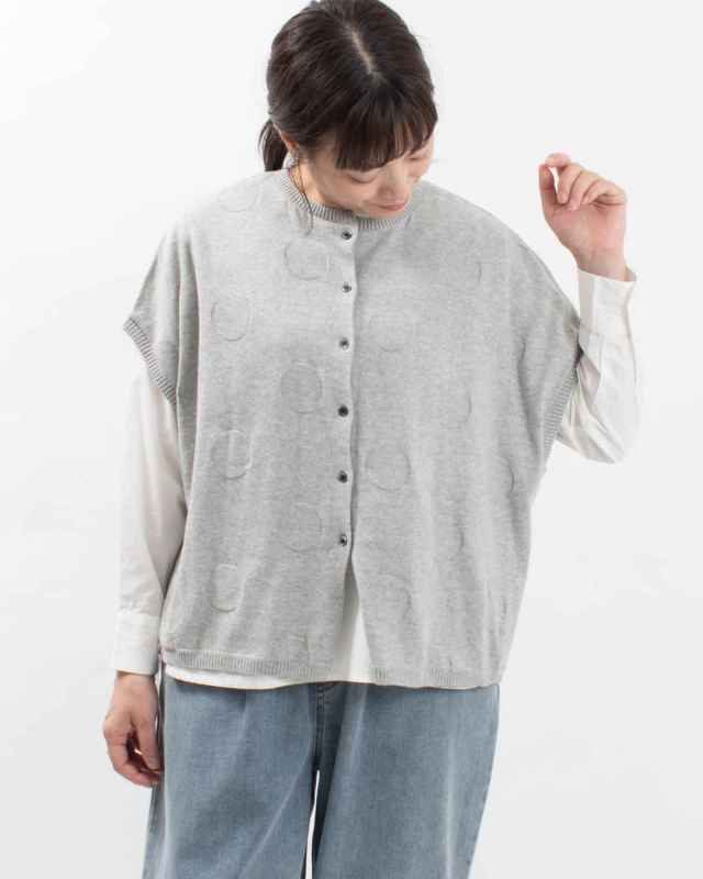 758-271 Bliss bunch 綿ニットドットジャガードドロップショルダーベスト