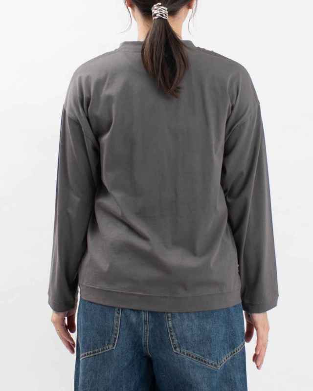 758-303 Bliss bunch オーガニックスプライ天竺 フリルモチーフ前開きクルーカーディガン