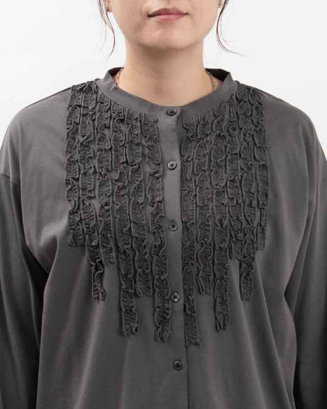 758-303 Bliss bunch オーガニックスプライ天竺 フリルモチーフ前開きクルーカーディガン