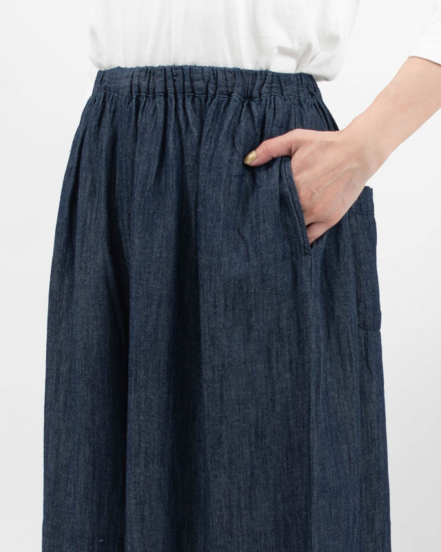 7601-7020 ista-ire 4.5oz綿麻甘撚りデニム　フレアパンツ