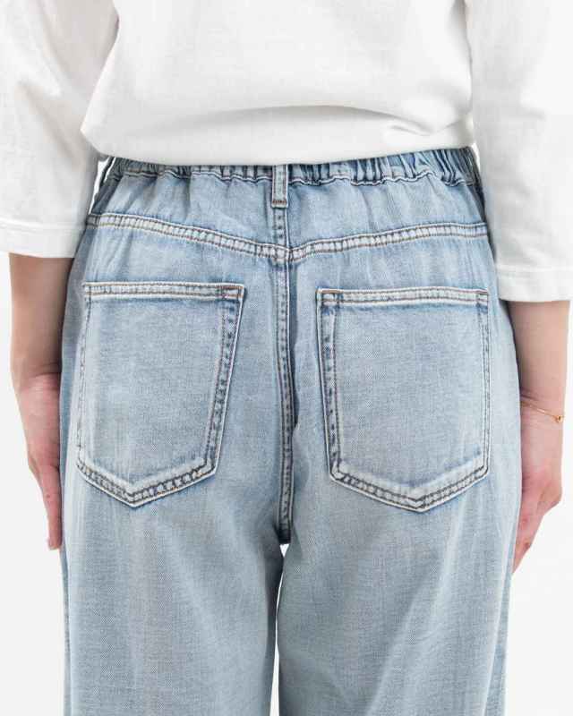 WWO 涼やかリネンデニムのカーブパンツ 8115046｜ナチュラル