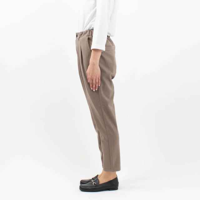 WWO あったか裏フリースニットツイルのタックテーパードパンツ 8133157/8134157