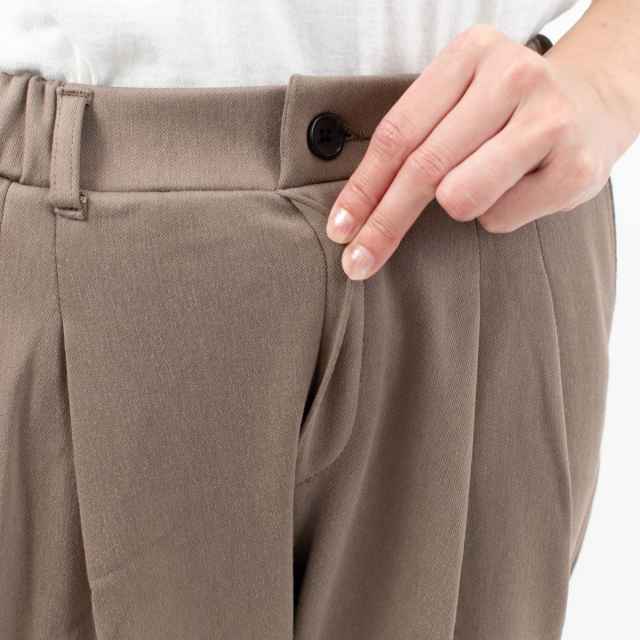 WWO あったか裏フリースニットツイルのタックテーパードパンツ 8133157/8134157