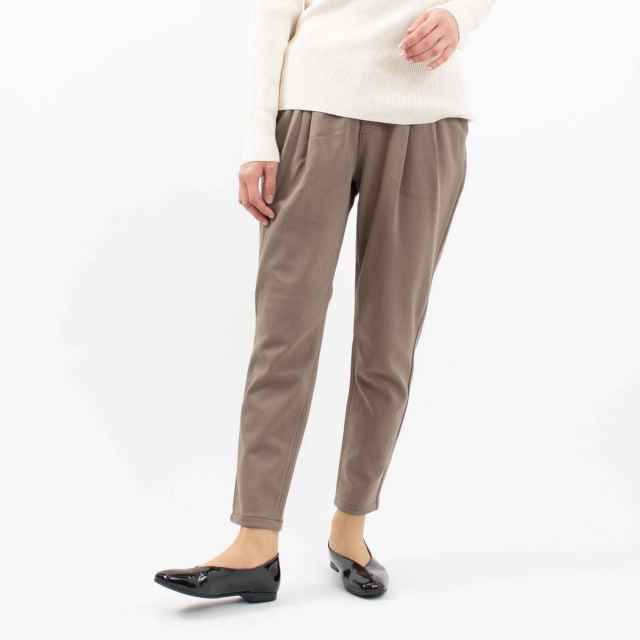 WWO あったか裏フリースニットツイルのタックテーパードパンツ 8133157/8134157