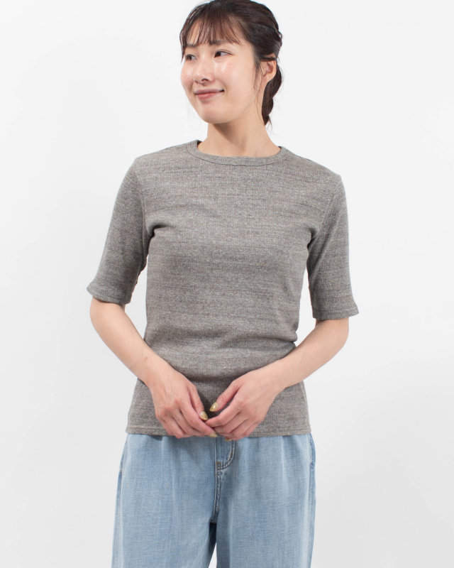 862413 A.U.G relaxing relaxing テレコ５分袖Tee