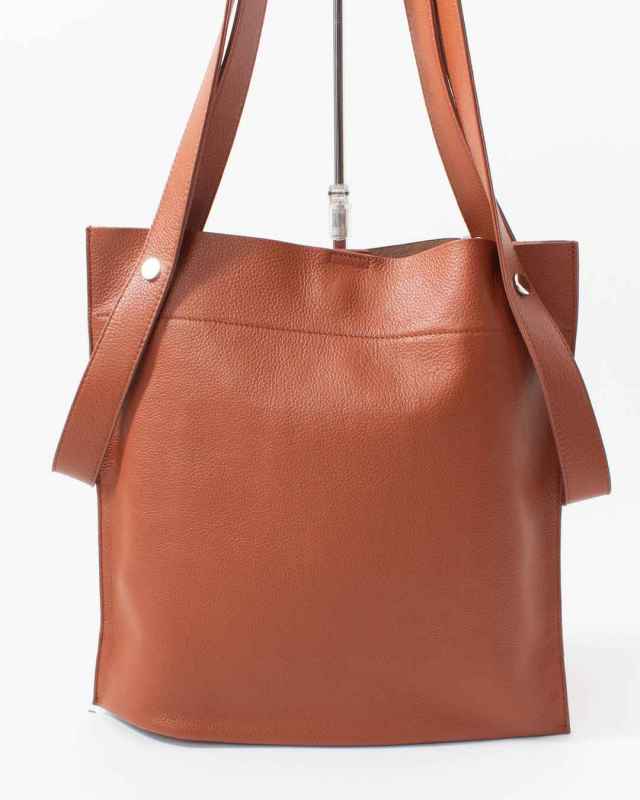 BEAURE カウレザー 2デザインハンドル 薄マチA4トート｜ナチュラル