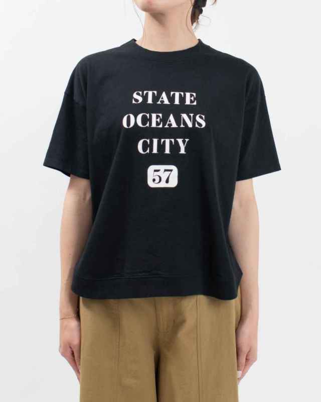 B-491015  BLUE LAKE MARKET アメリカンドライ天竺||ヘムラウンドプリントTee<STATE OCEANS CITY 57>