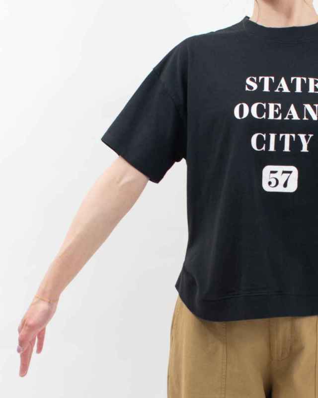B-491015  BLUE LAKE MARKET アメリカンドライ天竺||ヘムラウンドプリントTee<STATE OCEANS CITY 57>