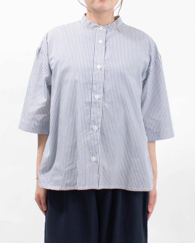BLUE LAKE MARKET ブルーレイクマーケット 50/-ブロード/ストライプ/ギンガム ヘムラウンドシャツ B-500015 レディース ナチュラル オフィス 服 30代 40代 50代 BLUE LAKE MARKET 50/-ブロード/ストライプ/ギンガム ヘム