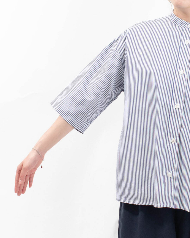 BLUE LAKE MARKET ブルーレイクマーケット 50/-ブロード/ストライプ/ギンガム ヘムラウンドシャツ B-500015 レディース ナチュラル オフィス 服 30代 40代 50代 BLUE LAKE MARKET 50/-ブロード/ストライプ/ギンガム ヘム