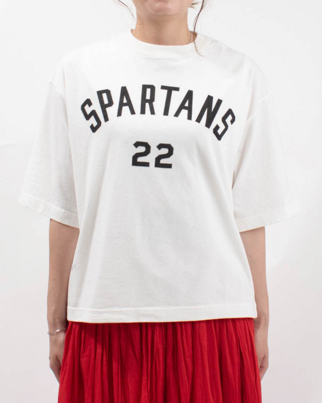 BLUE LAKE MARKET アメリカンドライ天竺|||6分袖ボックスプリントTee「SPARTANS22」B-501001 レディース ナチュラル ファッション コーデ 服 30代 40代 50代 BLUE LAKE MARKET アメリカンドライ天竺|||6分袖ボックス