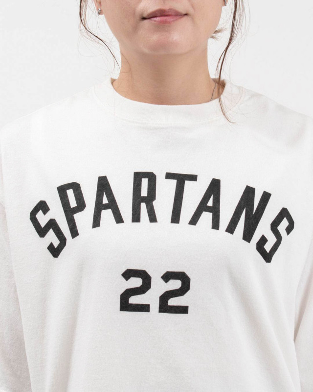 BLUE LAKE MARKET アメリカンドライ天竺|||6分袖ボックスプリントTee「SPARTANS22」B-501001 レディース ナチュラル ファッション コーデ 服 30代 40代 50代 BLUE LAKE MARKET アメリカンドライ天竺|||6分袖ボックス