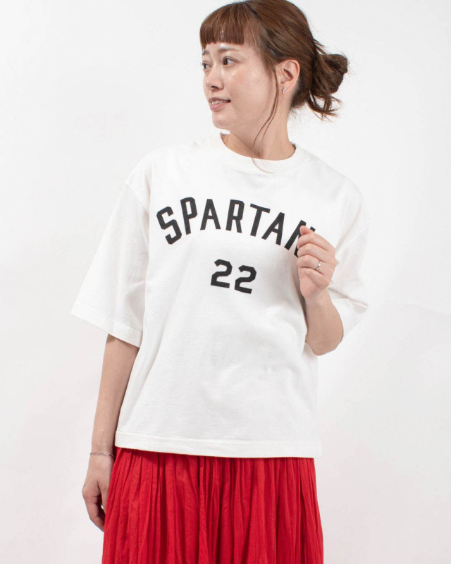 B-501001　BLUE LAKE MARKET アメリカンドライ天竺|||6分袖ボックスプリントTee<SPARTANS22>