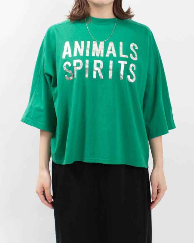 BLUE LAKE MARKET ブルーレイクマーケット 26/1BDTOP度詰天竺パネルスリーブプリントTee［ANIMALS SPIRITS］キレカジ ロゴT 30代 40代 50代おしゃれ カジュアル BLUE LAKE MARKET 26/1BDTOP度詰天竺パネルスリーブプリントTee